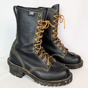 Danner Black wildland fire Boots with Orange Laces